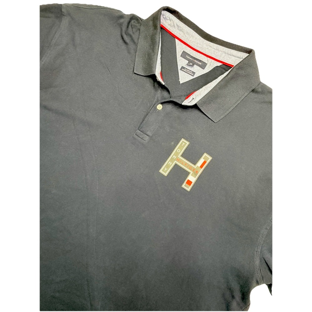 Tommy Hilfiger H Logo‎ Polo Shirt Navy Blue Classic Fit Men's 4XL Big